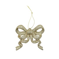10 CHAMPAGNE GLITTER BOWS 95mm