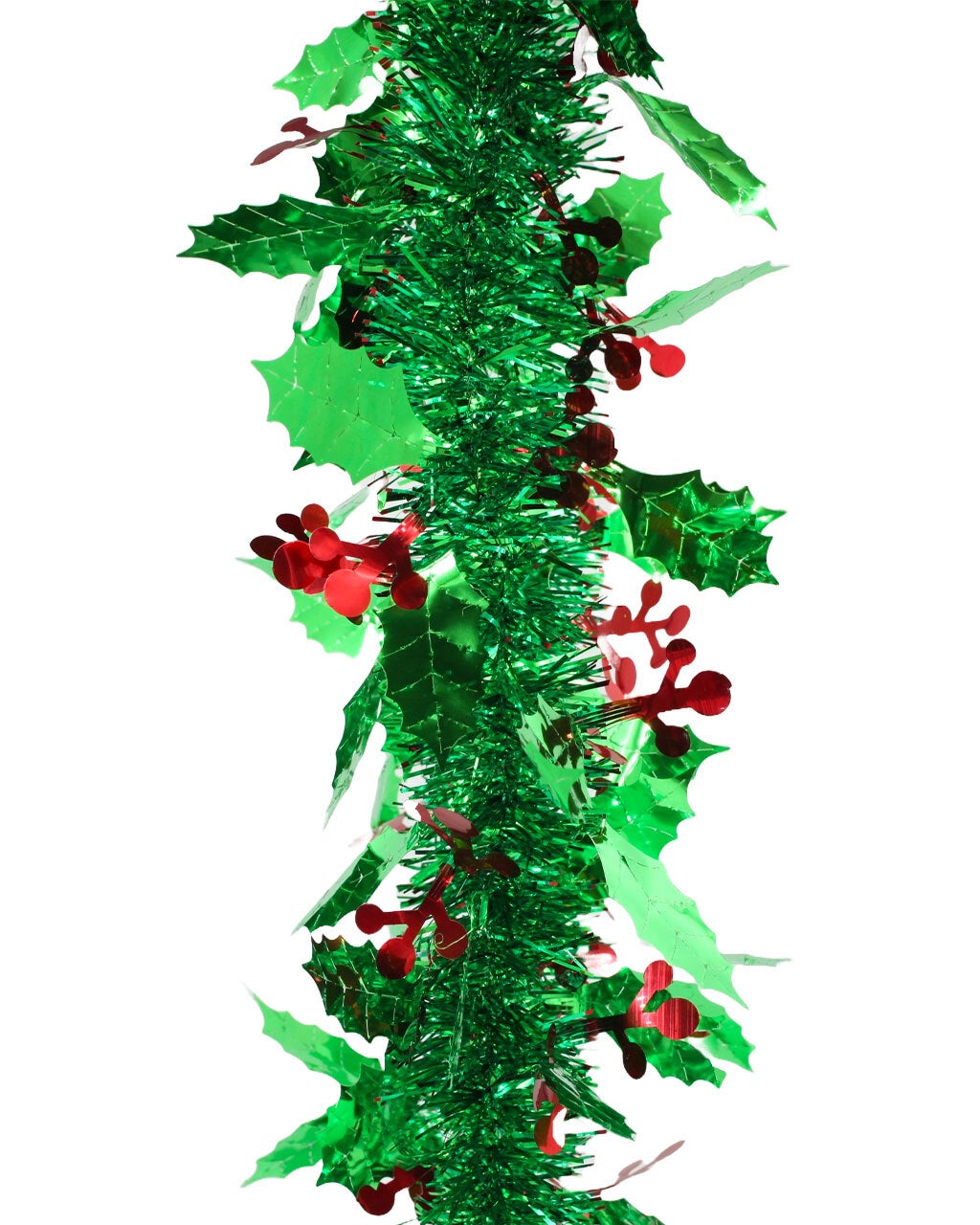 5m HOLLY Green Leaf Tinsel with Red Berry 100mm wide