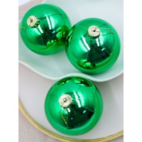GREEN Christmas Baubles 120mm 3 Balls Gloss