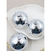 SILVER Christmas Baubles 120mm 3 Balls Gloss