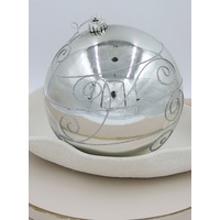 200mm Christmas Decorative Swirl Bauble Silver