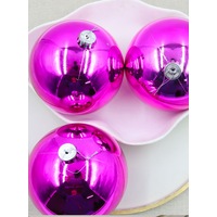 150mm Christmas Baubles HOT PINK 3 Balls Gloss
