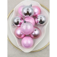 Baby Pink Christmas Baubles 80mm