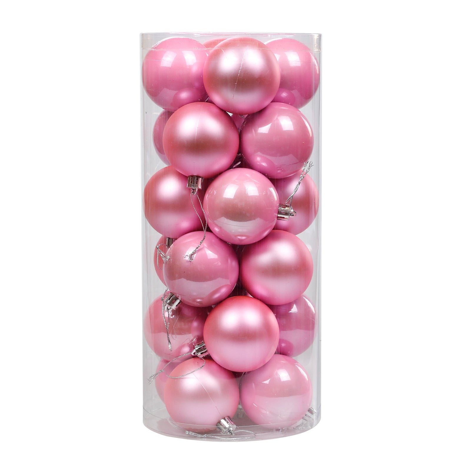 Baby Pink Christmas Baubles 80mm Pearl Matt 24 and 48 Pack