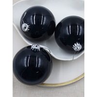 BLACK Christmas Baubles 120mm 3 Balls Gloss
