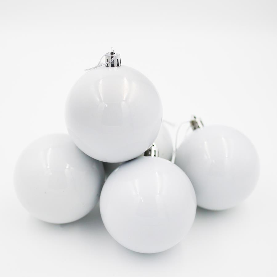 Christmas Baubles 60mm WHITE 24 Pack Gloss