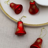 RED BELL SHAPED BAUBLES With GOLD 75mm