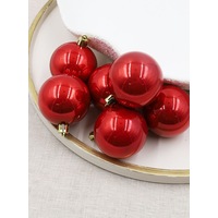Red Christmas Baubles 60mm Pearl 48 Pack