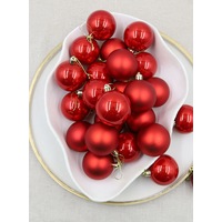 Red Christmas Baubles 60mm Pearl Matt 48 Pack