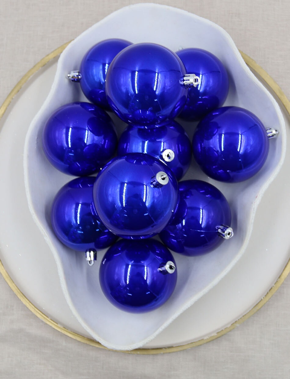 Buy Royal Blue Christmas Baubles 80mm Pearl 24 Pack - MyDeal