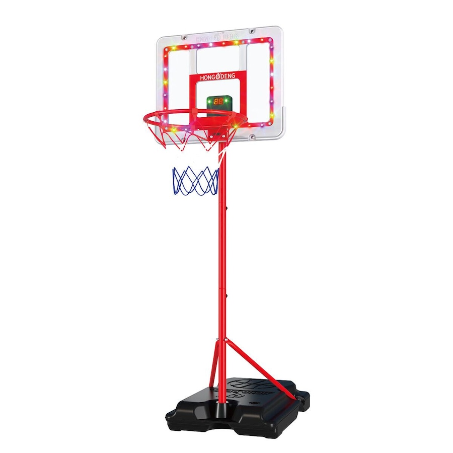1.2m-2.5m Portable Outdoor Basketball Hoop Stand System LED Backboard Scoreboard Adjustable Height Basket Ball Goal Ring Rim Net Sports Game Play Set