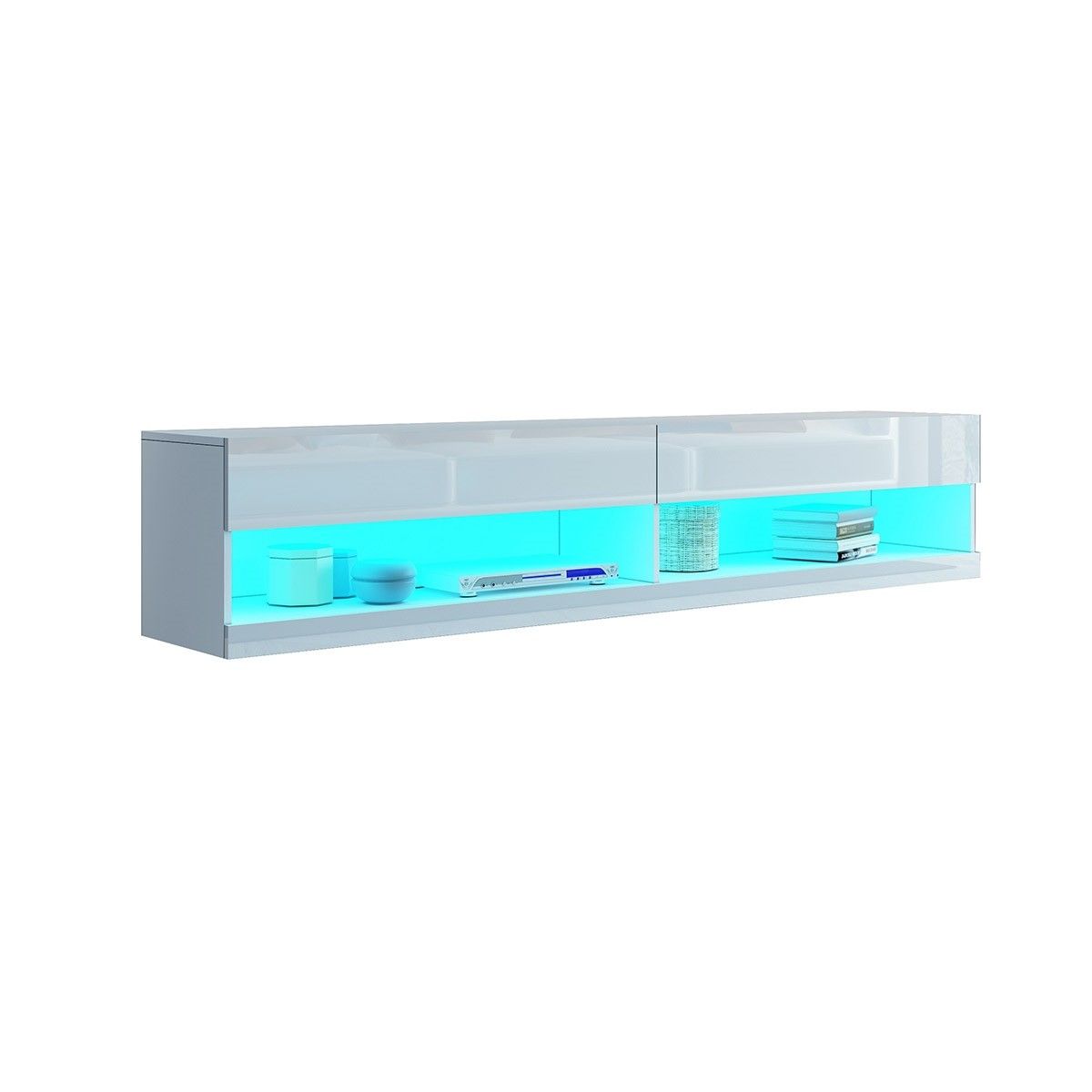 White gloss store tv unit floating