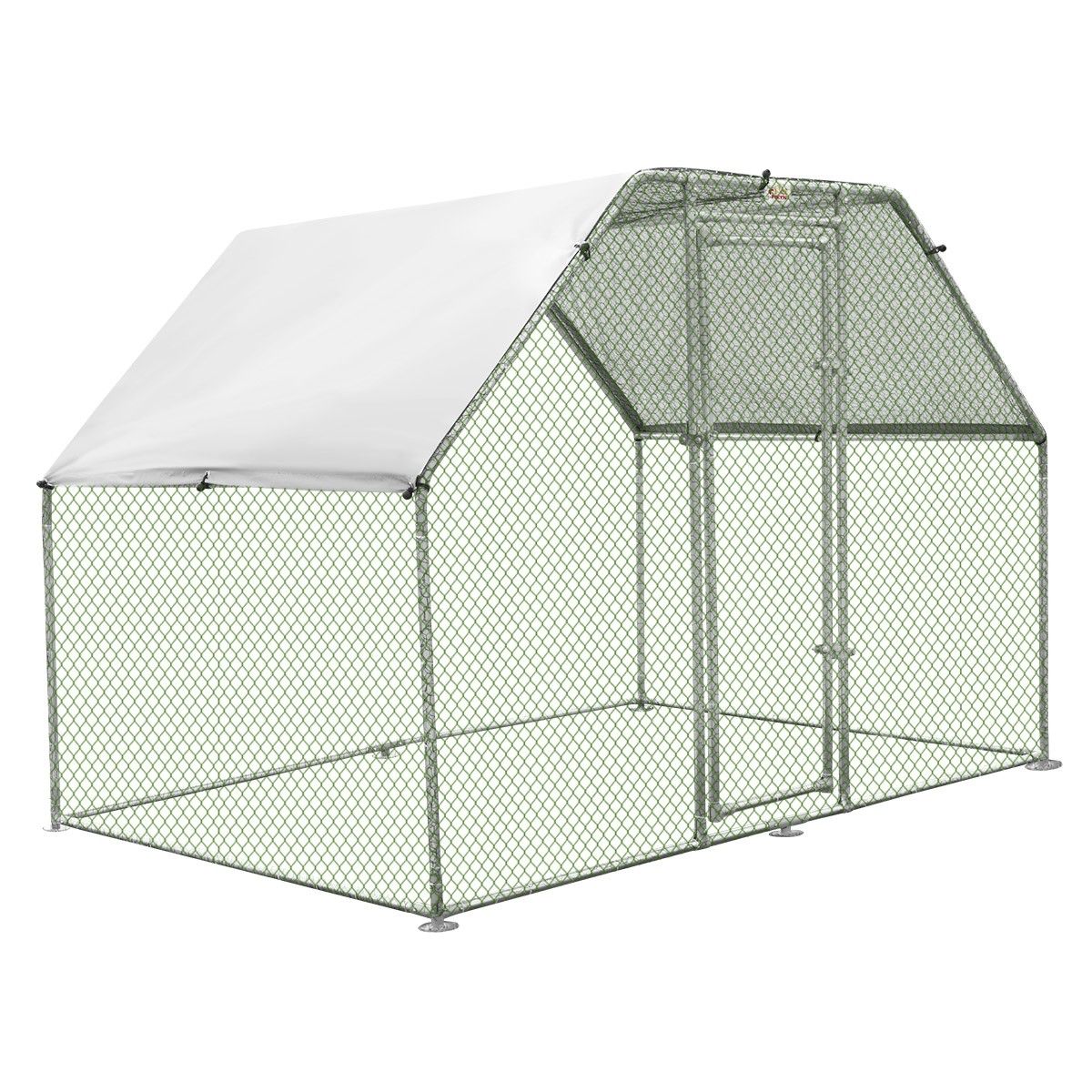 1.9M x 2.8M Large Metal Chicken Coop Walk-in Cage Run House Shade Pen W/ Cover 