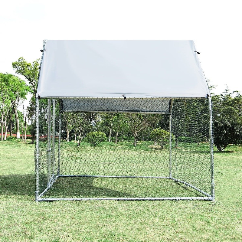 1.9M x 2.8M Large Metal Chicken Coop Walkin Cage Run House Shade Pen W
