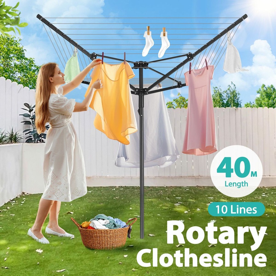 Buy 10 Line Clothesline 4 Arm Clothes Airer Dryer Drying Rack Outdoor ...