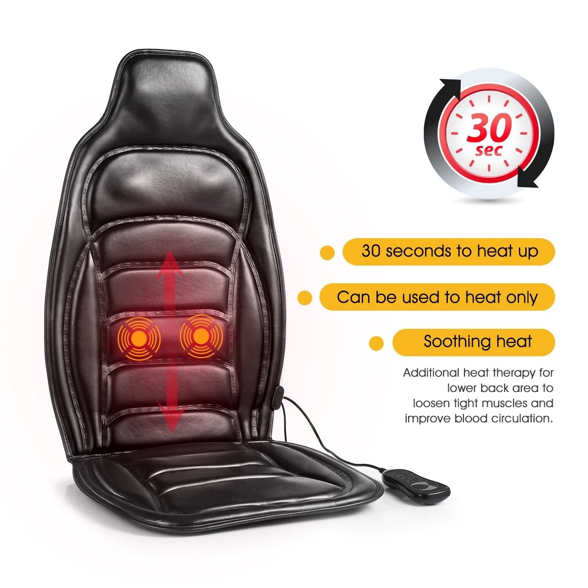 Electric heated back & seat massager chair cushion hot sale