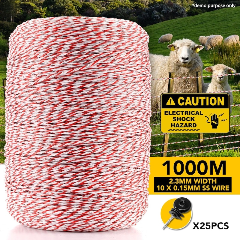 Buy Electric Poly Wire Fencing Kit 1000m Roll MyDeal
