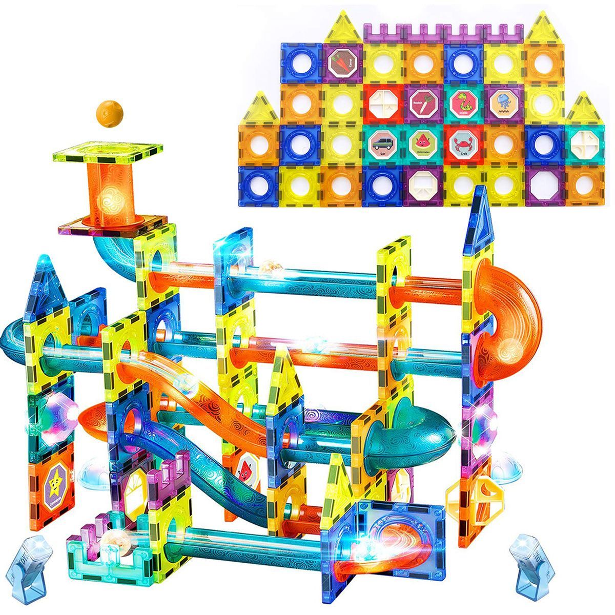 Buy 110pcs Light Magnetic Tiles Building Blocks for Kids, 3D Clear