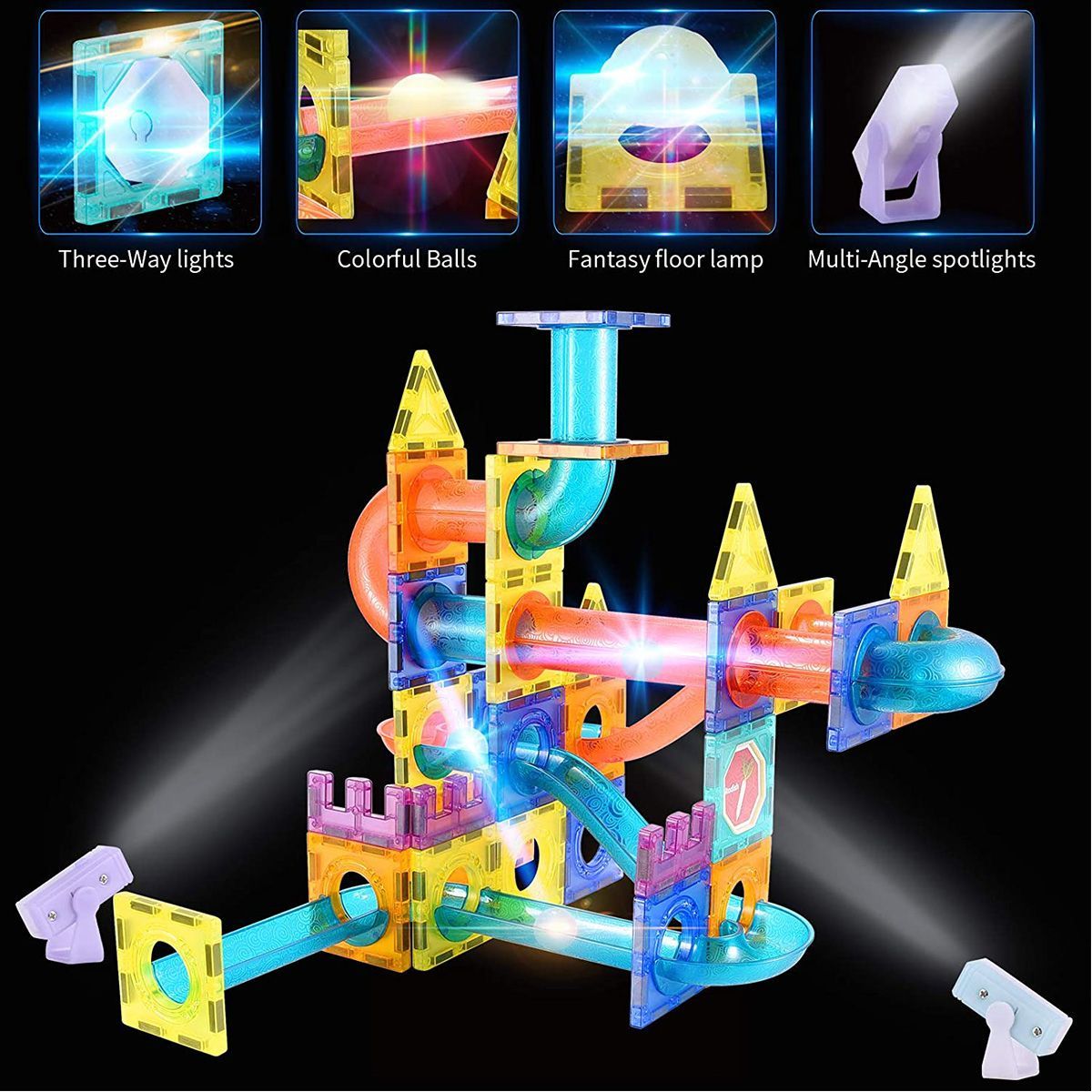 Buy 110pcs Light Magnetic Tiles Building Blocks for Kids, 3D Clear