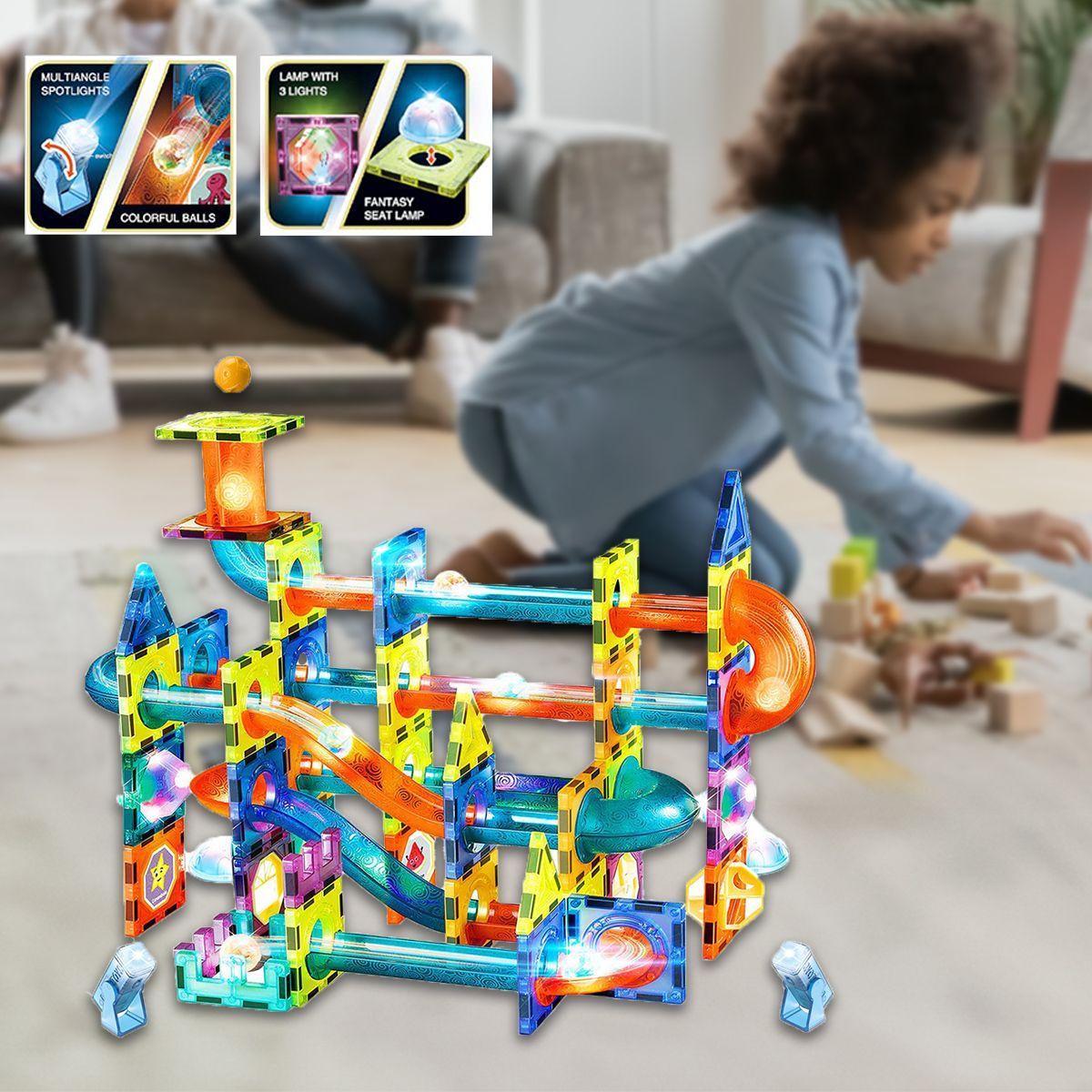 Buy 110pcs Light Magnetic Tiles Building Blocks for Kids, 3D Clear