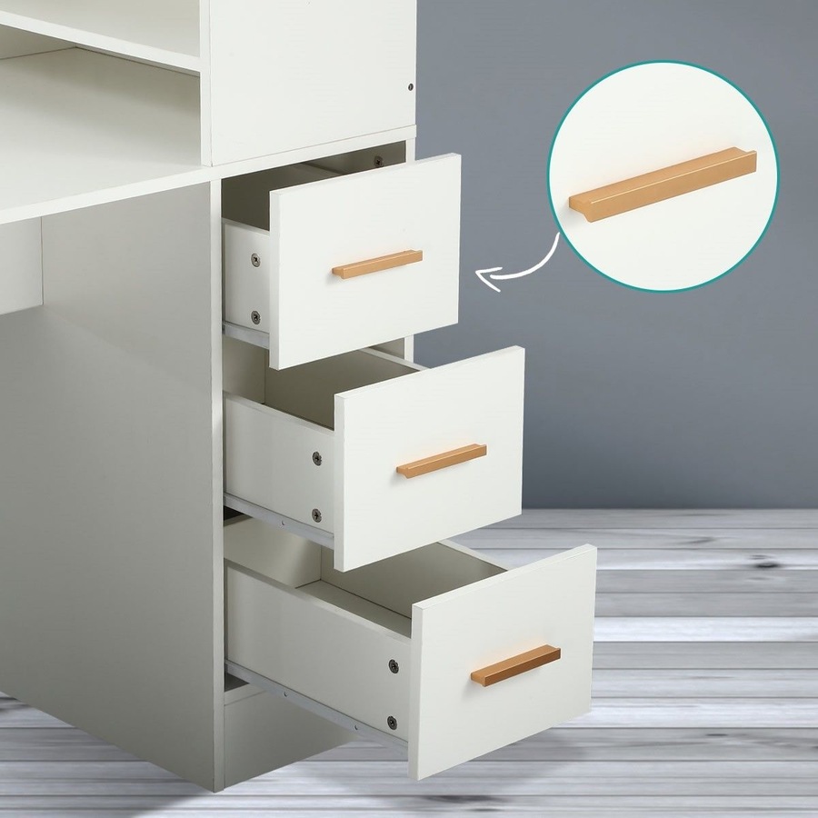 120cm Computer Desk Hutch with Shelves and Drawers on Side Home Office Furniture