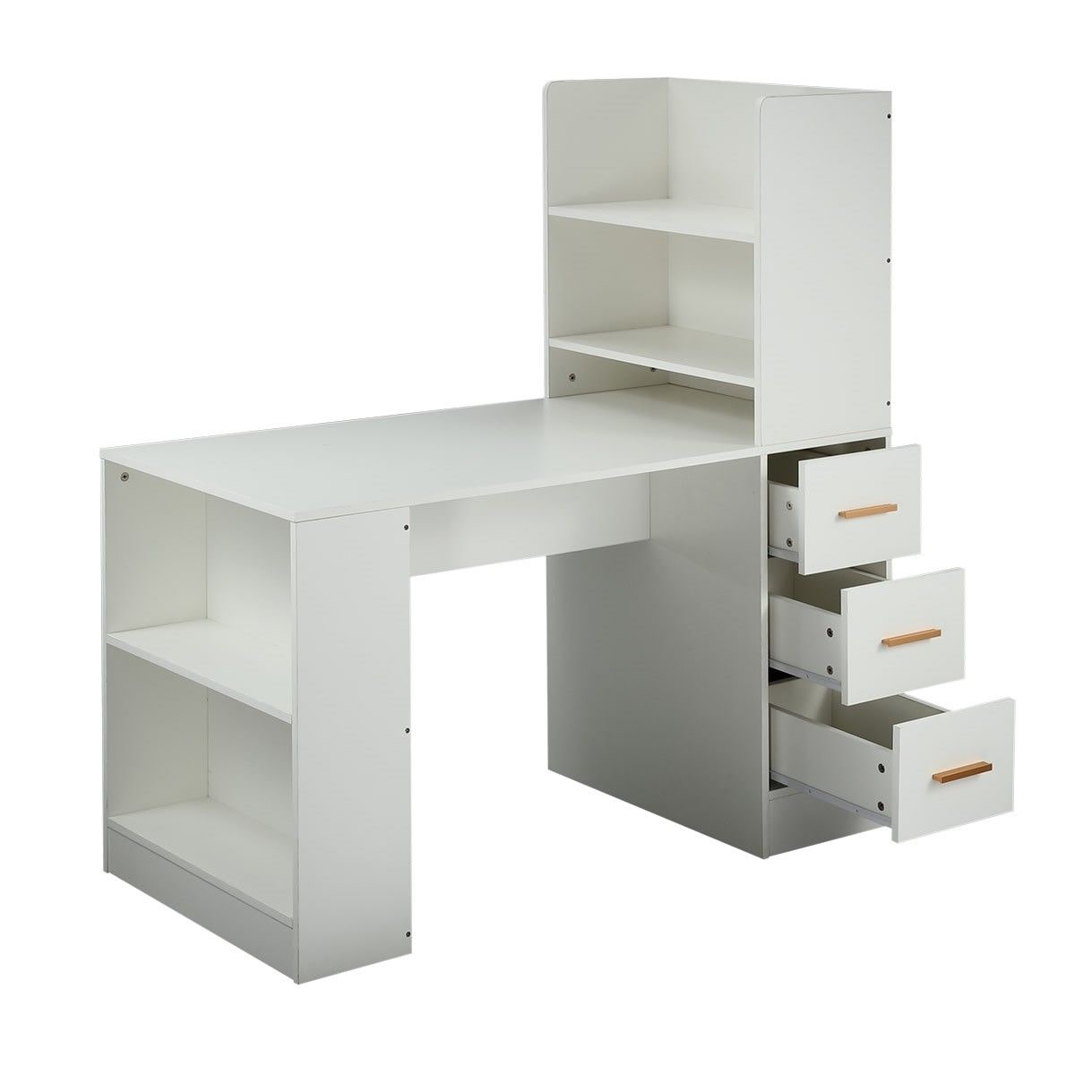 white desk with side shelves