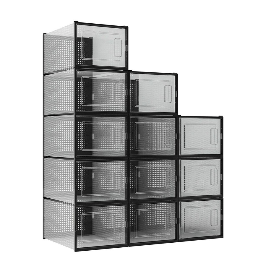 Buy 12PCS Shoe Storage Box Sneaker Display Case Plastic Clear Boxes ...