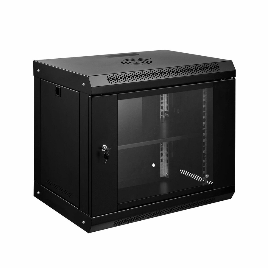 12U Network Server Cabinet Rack Wall Mount Data Case Enclosure 19 Inch Deep with Locking Glass Door Removable Side Panels for IT Computer Equipment