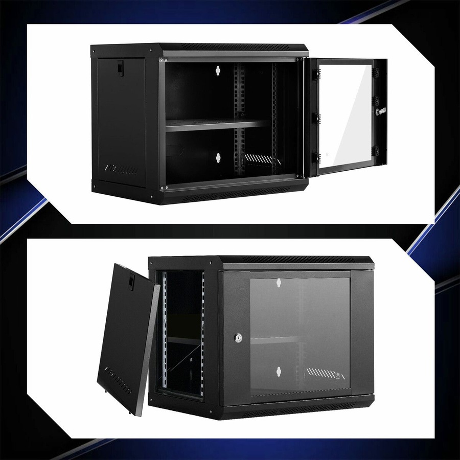 12U Network Server Cabinet Rack Wall Mount Data Case Enclosure 19 Inch Deep with Locking Glass Door Removable Side Panels for IT Computer Equipment