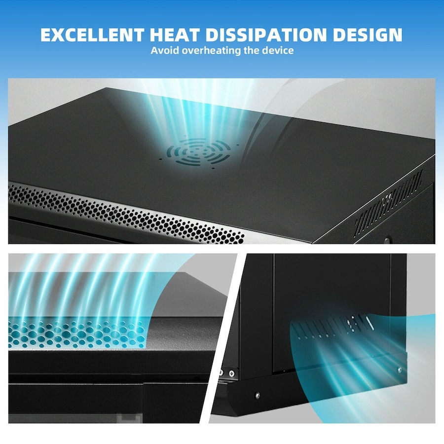 12U Network Server Cabinet Rack Wall Mount Data Case Enclosure 19 Inch Deep with Locking Glass Door Removable Side Panels for IT Computer Equipment