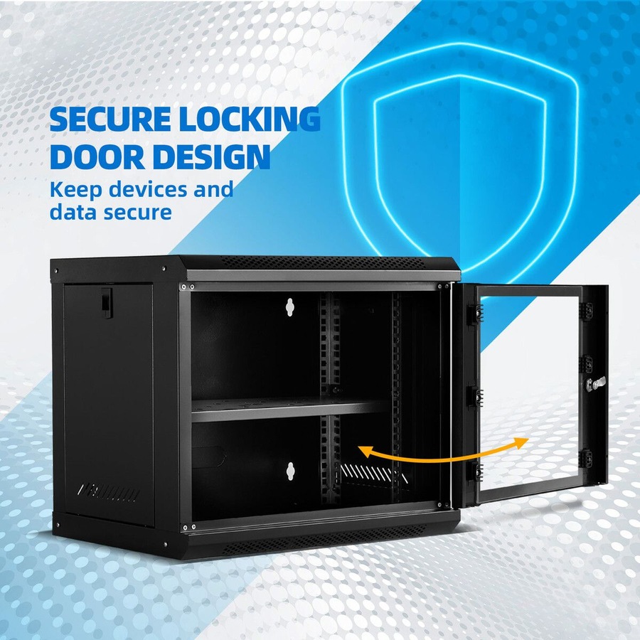 12U Network Server Cabinet Rack Wall Mount Data Case Enclosure 19 Inch Deep with Locking Glass Door Removable Side Panels for IT Computer Equipment