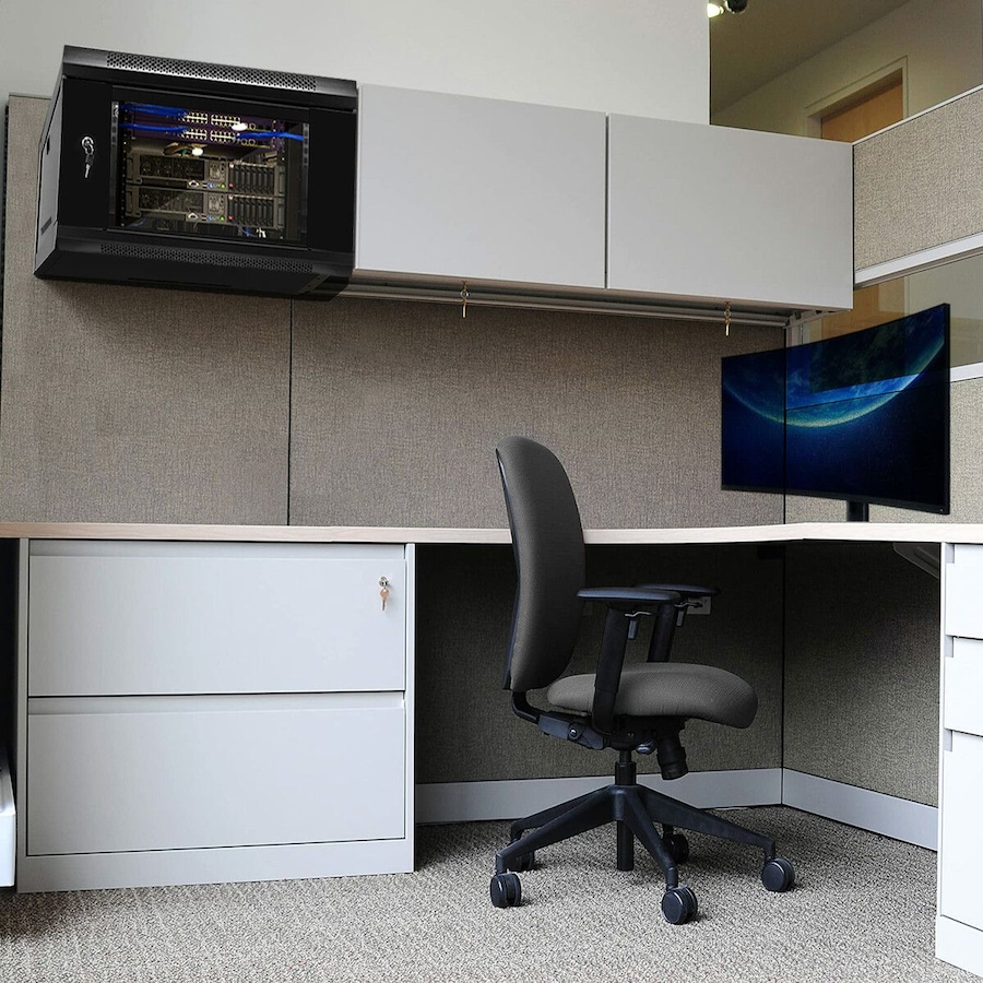 12U Network Server Cabinet Rack Wall Mount Data Case Enclosure 19 Inch Deep with Locking Glass Door Removable Side Panels for IT Computer Equipment