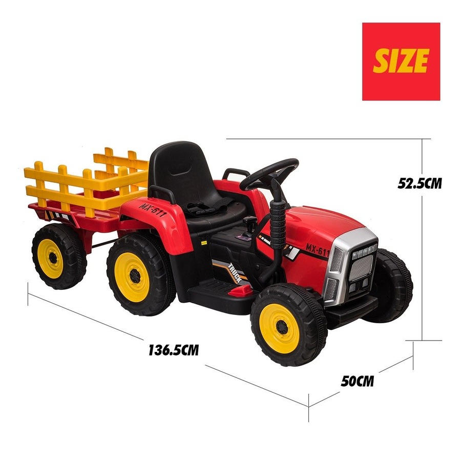 12V Electric Kids Ride On Tractor and Trailer Farm Toy Tractor Set