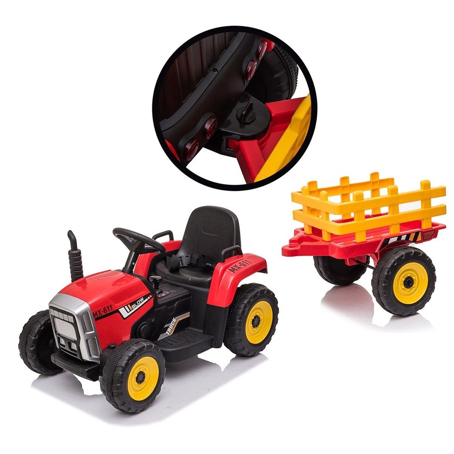 12V Electric Kids Ride On Tractor and Trailer Farm Toy Tractor Set