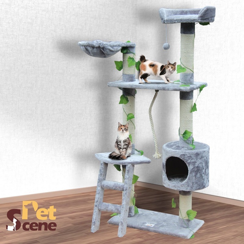Buy Cat Scratching Post Cat Scratch Gym Climbing Tree Grey 145cm MyDeal