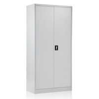 2 Door Office File Locker Steel Storage Cabinet Grey White 180cm