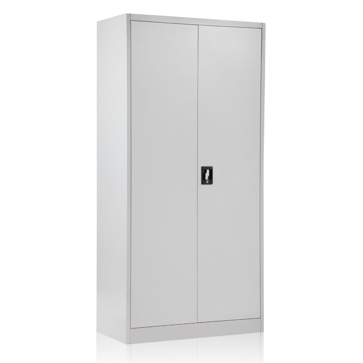 2 Door Office File Locker Steel Storage Cabinet Grey White 180cm