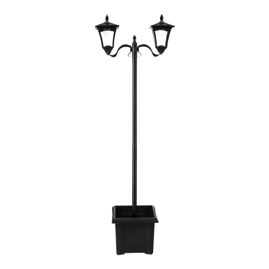 186cm Solar Led Light Post Planter Outdoor Street Garden Security Pole Lamp Driveway Pathway Patio Yard Energy Powered Pillar Lantern Double Lights