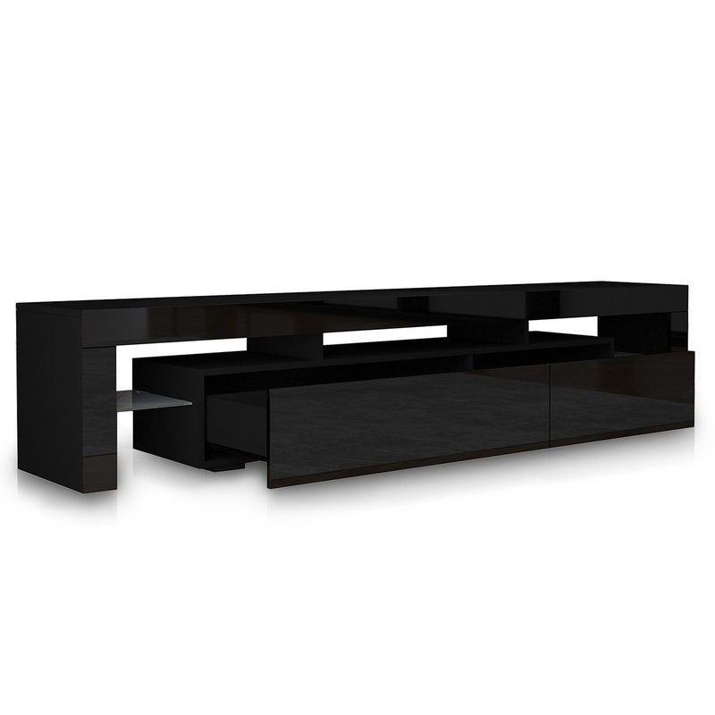 189cm Tv Stand Cabinet 2 Drawers Wooden, 84 Inch Tall Bookcase White Gloss Black
