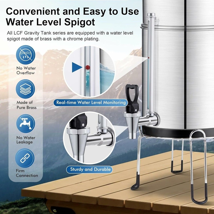 2.9 Gallon Gravity-fed Water Filter System, Stainless Steel Countertop Filter System with 2 Filters and Stand, Reduce 99% Chlorine