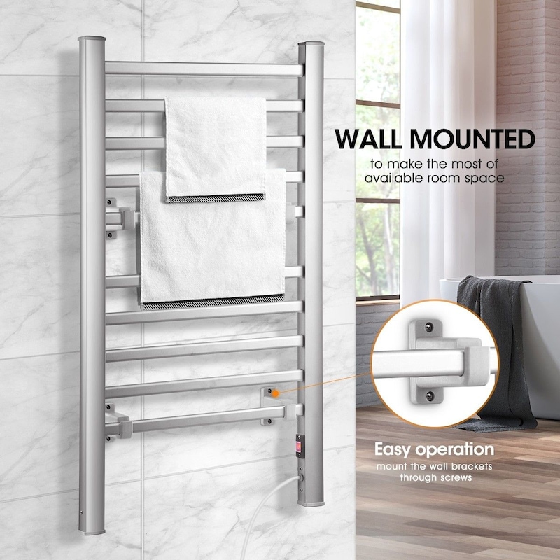 2in1 Electric Heated Towel Rail Bathroom 10 Bars Rack Warmer Free Standing Wall Mount Buy