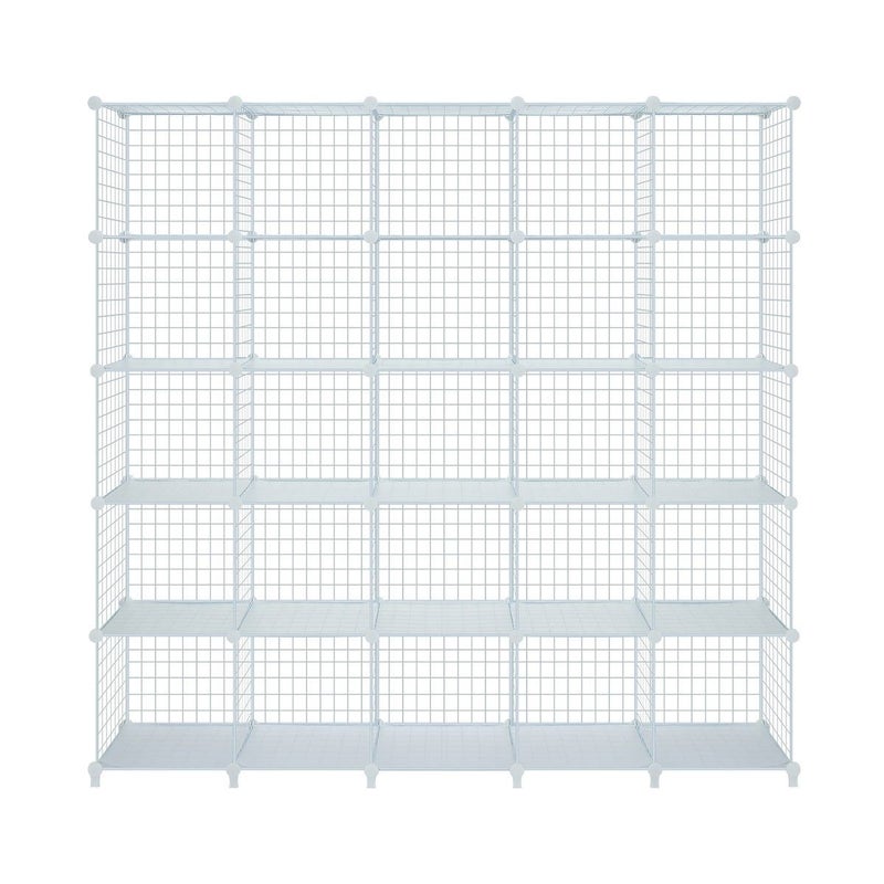 25 Cubes Grid Wire Storage Shelf, 6 Cube Grid Wire Storage Shelves White