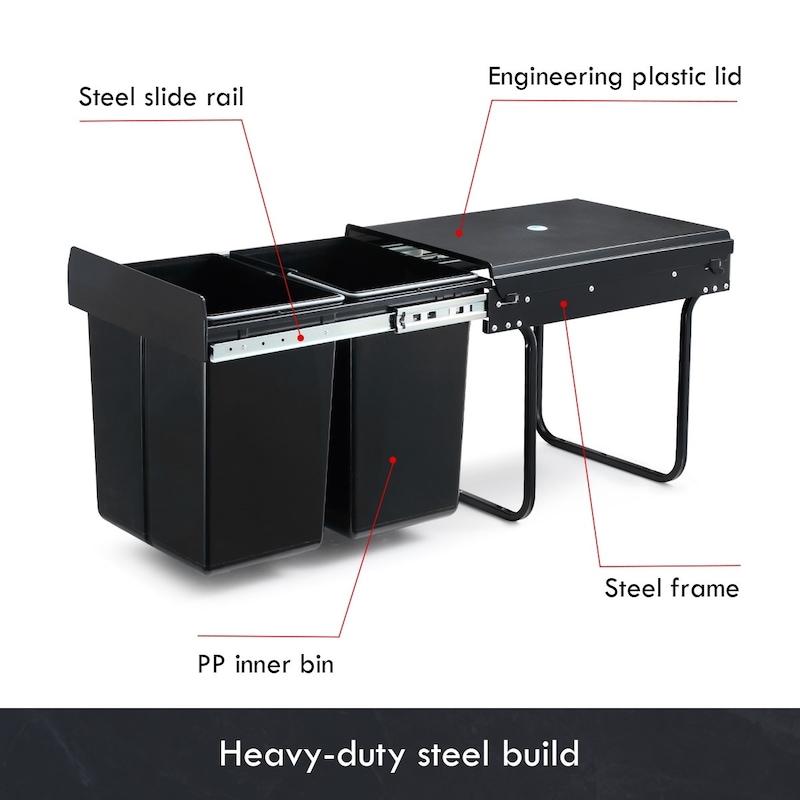 Buy 2x 20L Pull Out Trash Bin Kitchen Garbage Waste Basket Under Sink