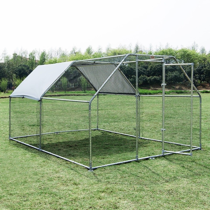 Buy 3.8M x 2.8M Large Metal Chicken Coop Walkin Cage Run House Shade