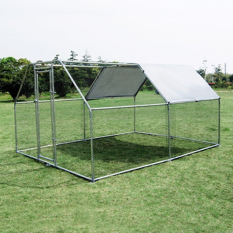 Buy 3.8M x 2.8M Large Metal Chicken Coop Walk-in Cage Run House Shade ...