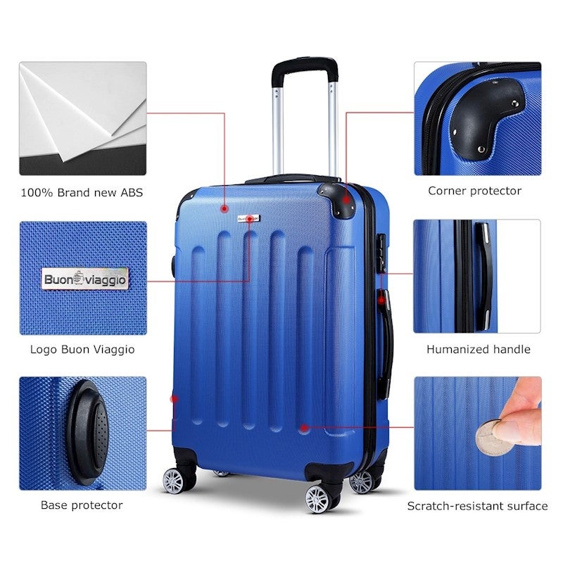 LONG VACATION Luggage Set 4 Piece Luggage Set ABS hardshell  TSA Lock Spinner Wheels Luggage Carry on Suitcase (APPLE GREEN, 6 piece  set)