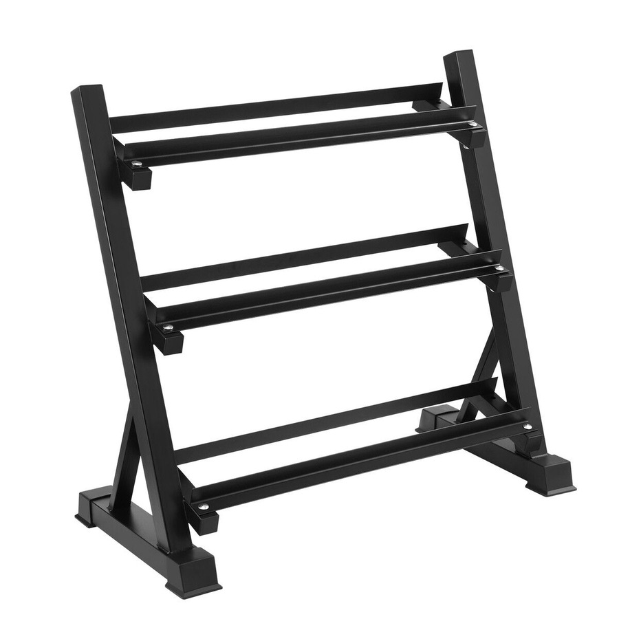 3 Tier Dumbbell Rack Weight Set Stand Home Gym Storage Racking Kettlebell Organizer Heavy Duty 300KG Adjustable Vertical Space Saving Holder Steel