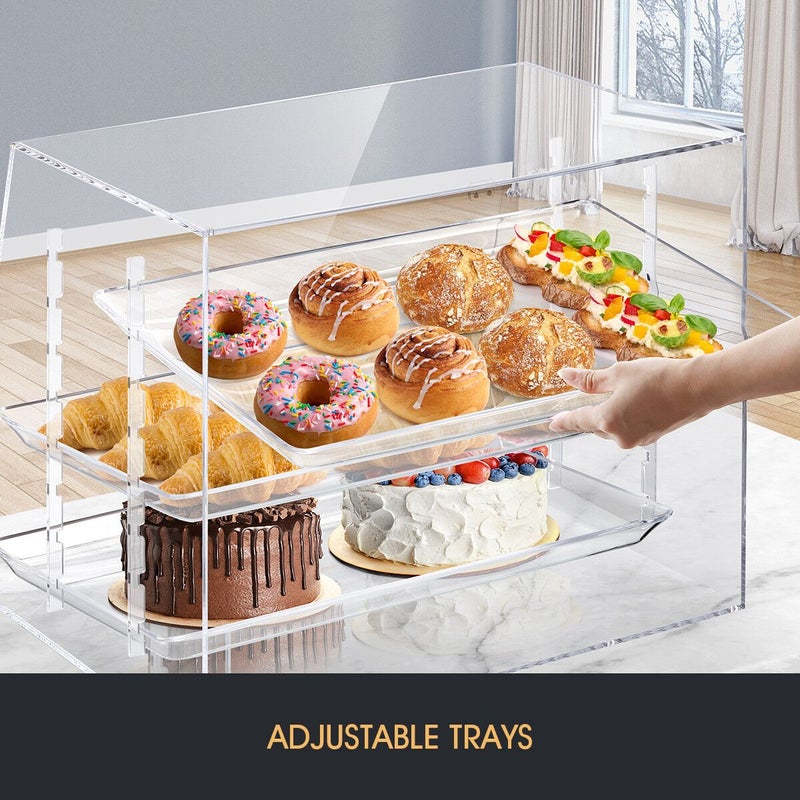 3-Tier Acrylic Bakery Pastry Clear Display Case Dessert Display Shelf with  Door