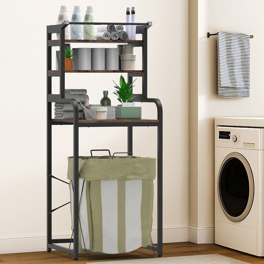 3 Tier Laundry Shelf Rack Storage Shelves Over the Toilet Washing Machine Washer Dryer Bathroom Organiser Towel Paper Holder Stand Unit Freestanding