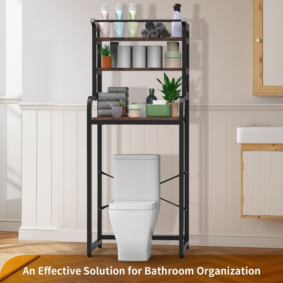 3 Tier Laundry Shelf Rack Storage Shelves Over the Toilet Washing Machine Washer Dryer Bathroom Organiser Towel Paper Holder Stand Unit Freestanding